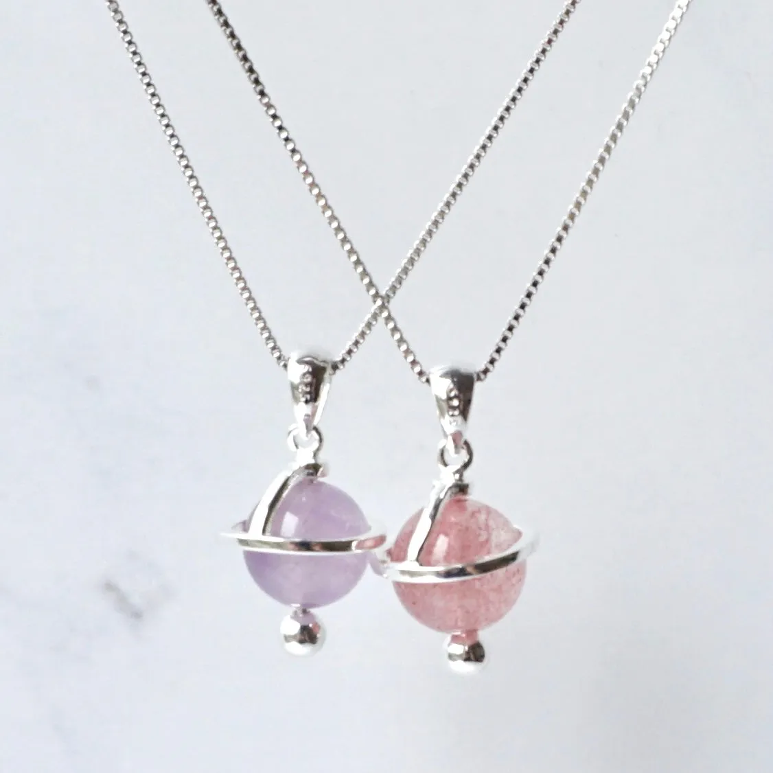 Gemstone Planet Sterling Silver Necklace