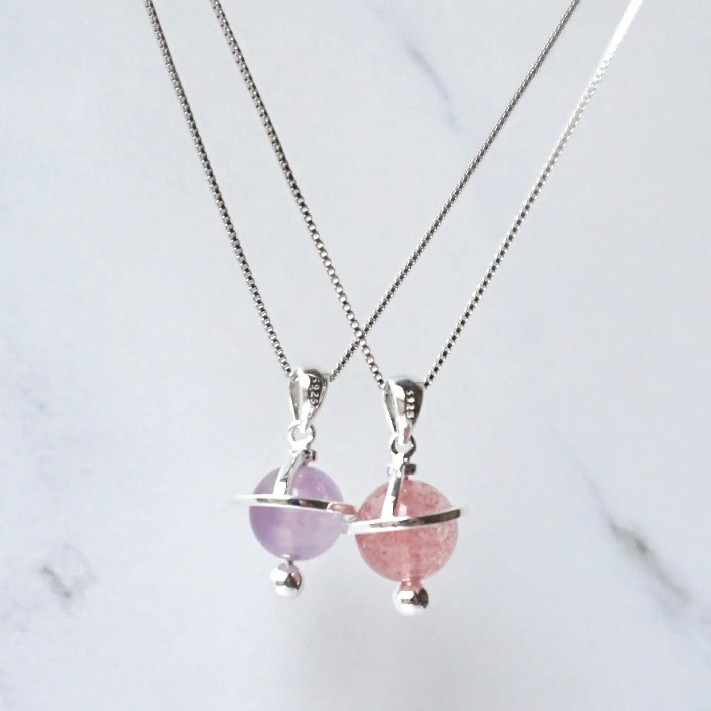 Gemstone Planet Sterling Silver Necklace