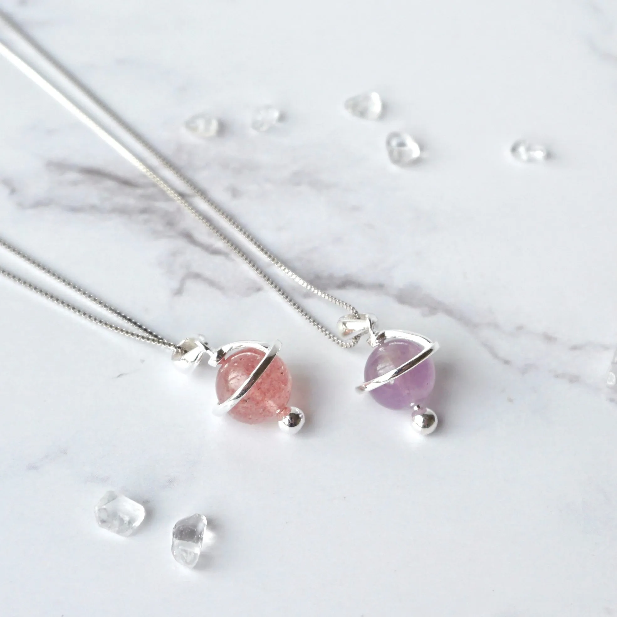 Gemstone Planet Sterling Silver Necklace