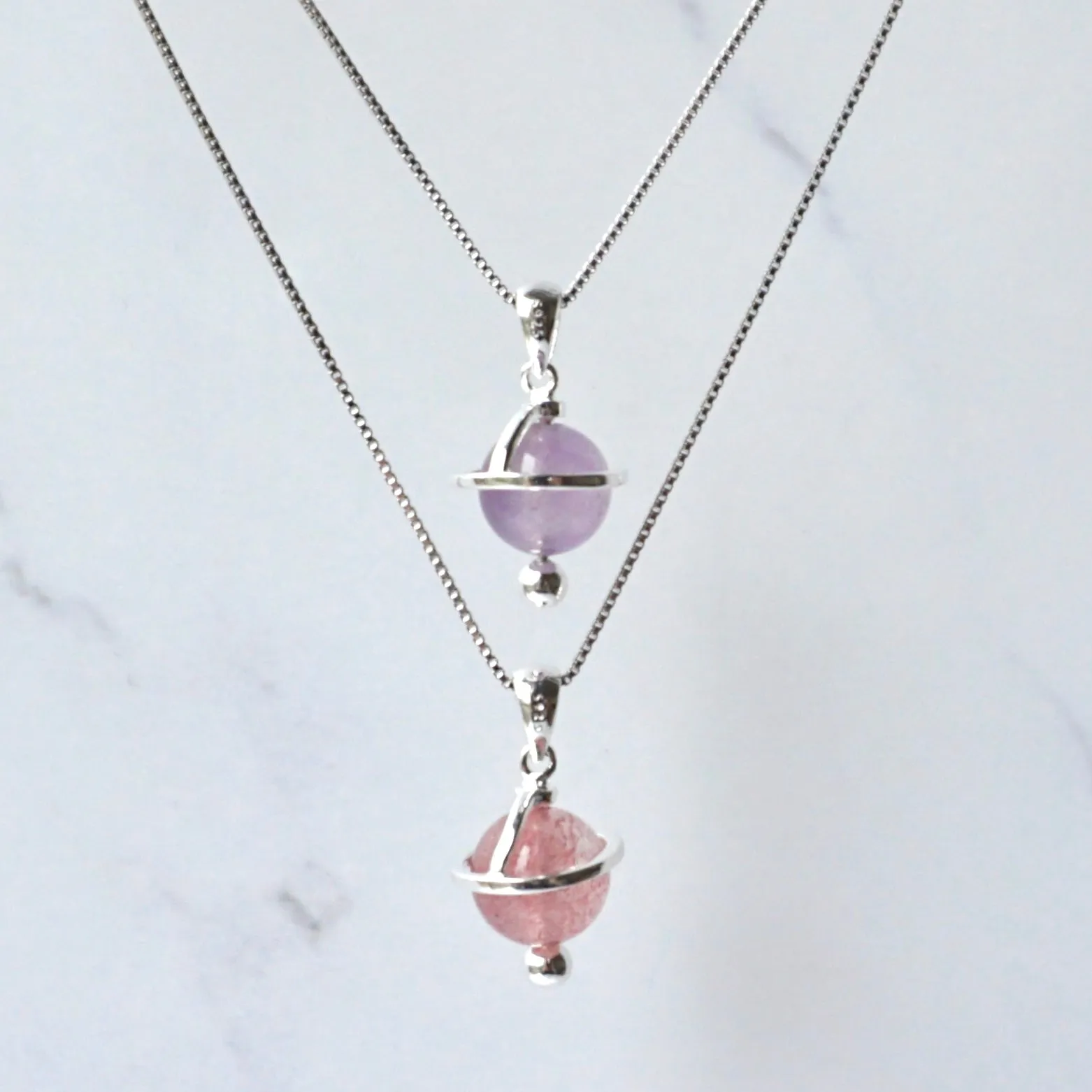 Gemstone Planet Sterling Silver Necklace