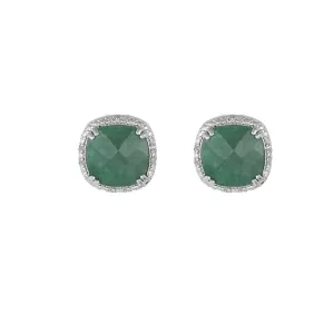 Genuine Emerald and Diamond Accent Stud Earrings