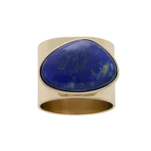 Gilt Edge Shell Napkin Rings, Lapis Lazuli, Set Of Two