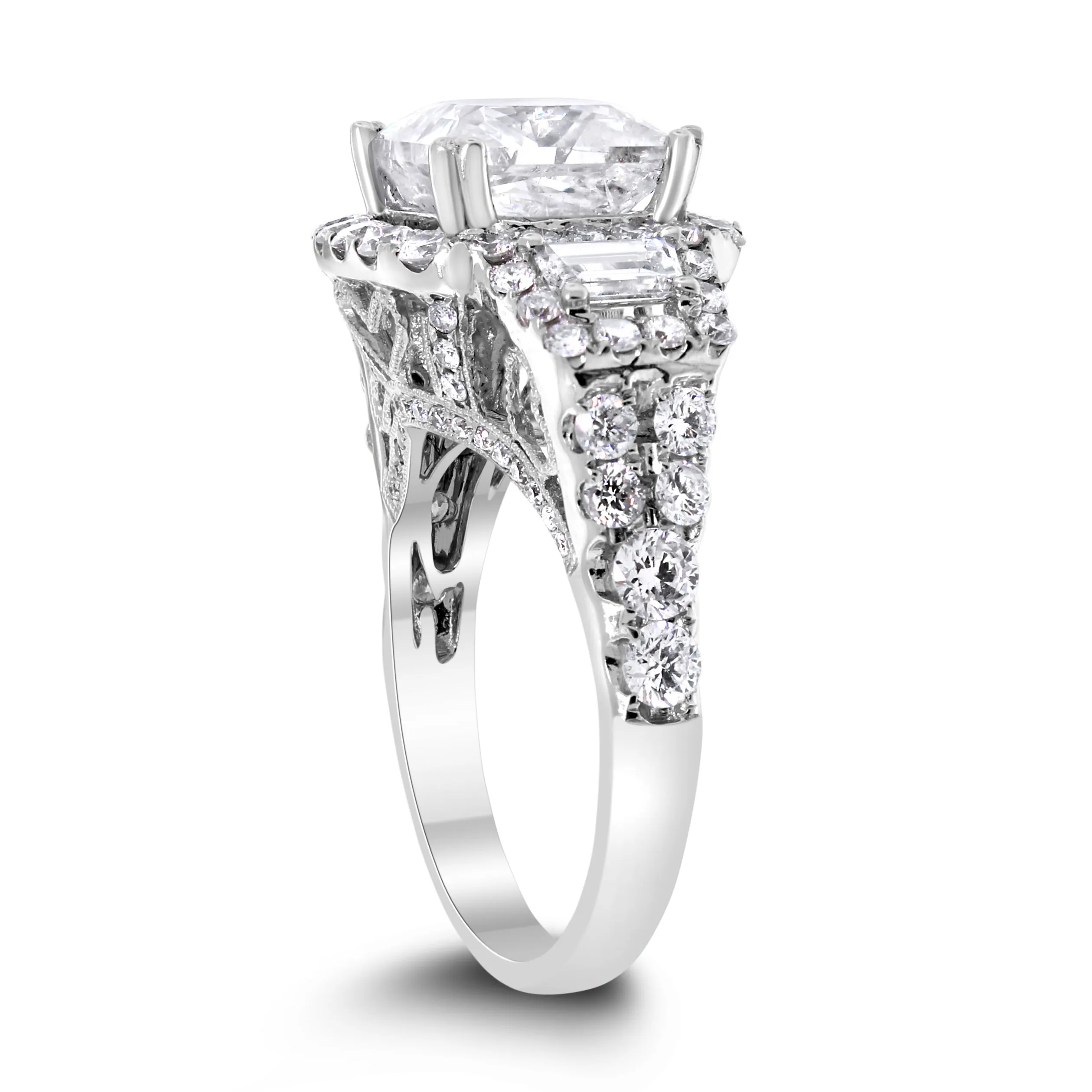 Gladys Engagement Ring (3.02 ct Princess Cut HI2 EGLUSA Diamond) in White Gold