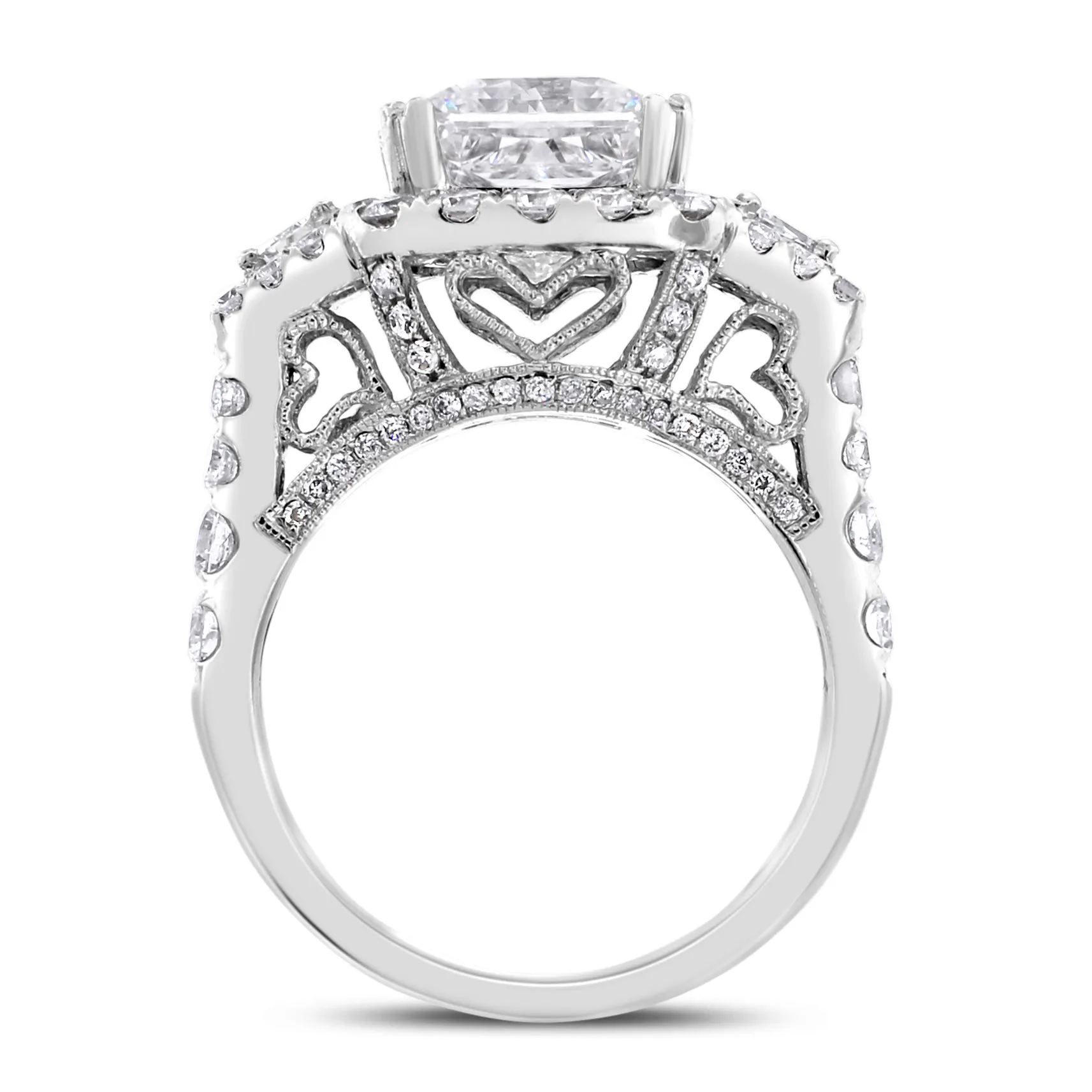 Gladys Engagement Ring (3.02 ct Princess Cut HI2 EGLUSA Diamond) in White Gold