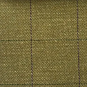 Gold Hopsack With Green And Purple Check Country Tweed Jacketing