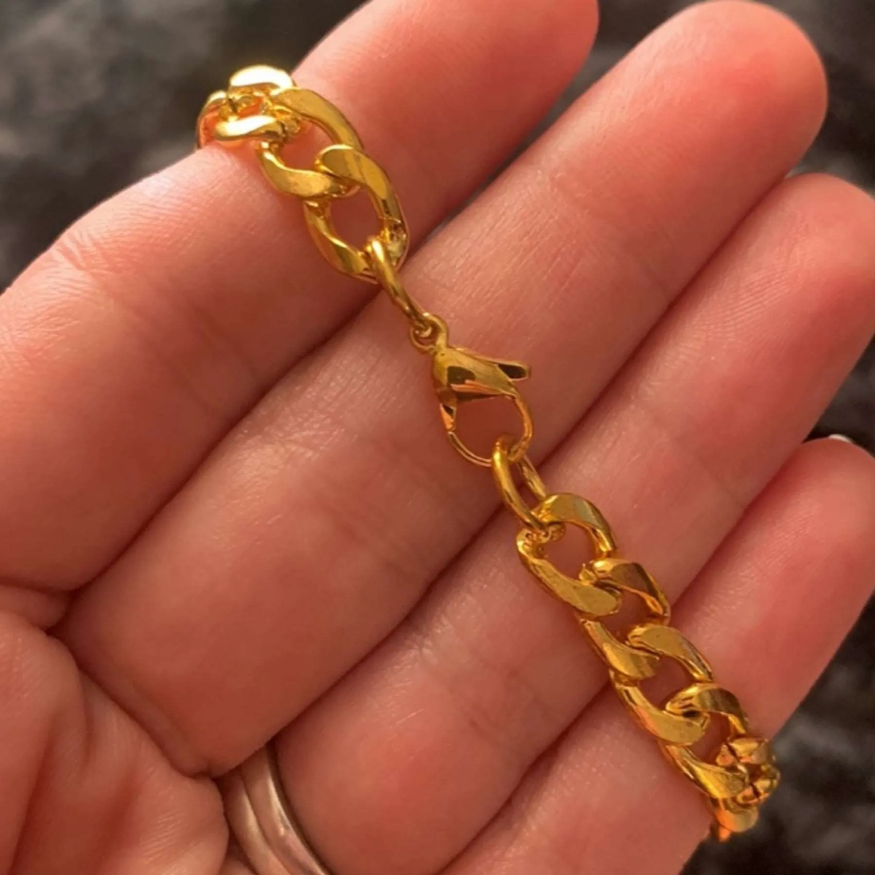 Gold Stainless Steel Cuban Chain Bracelet