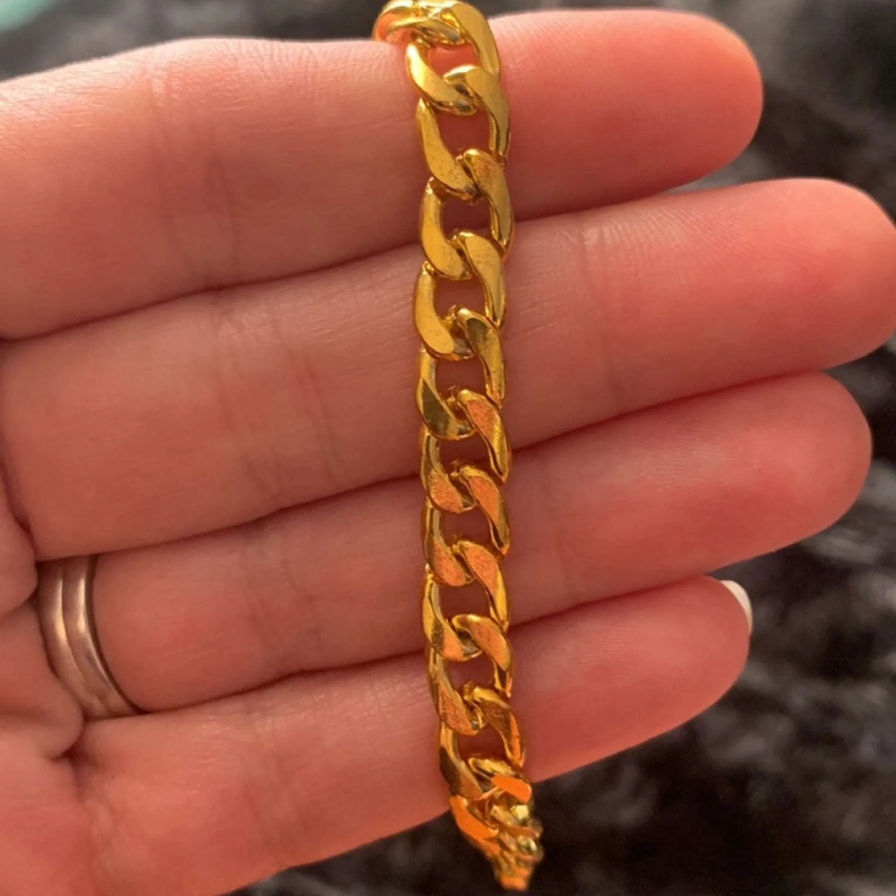Gold Stainless Steel Cuban Chain Bracelet