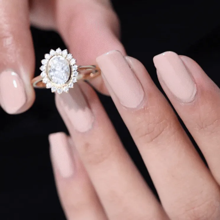 Halo Engagement Ring with Moissanite