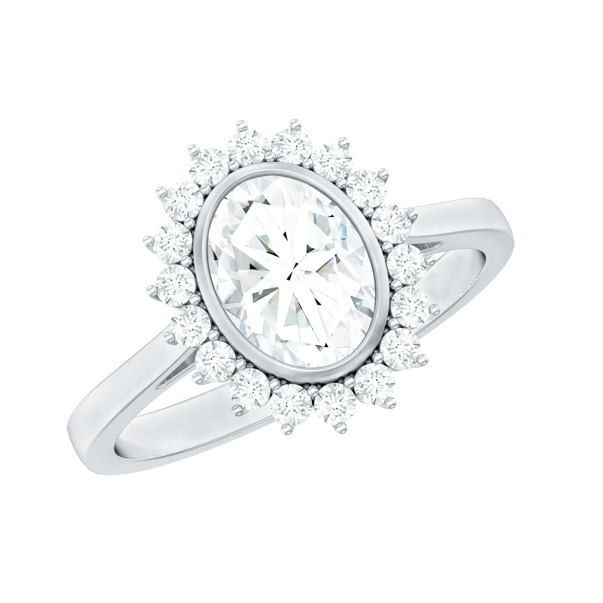 Halo Engagement Ring with Moissanite