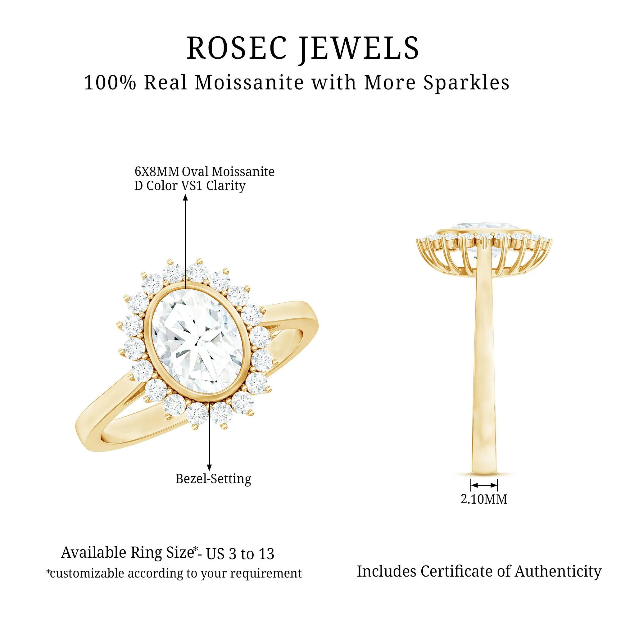 Halo Engagement Ring with Moissanite