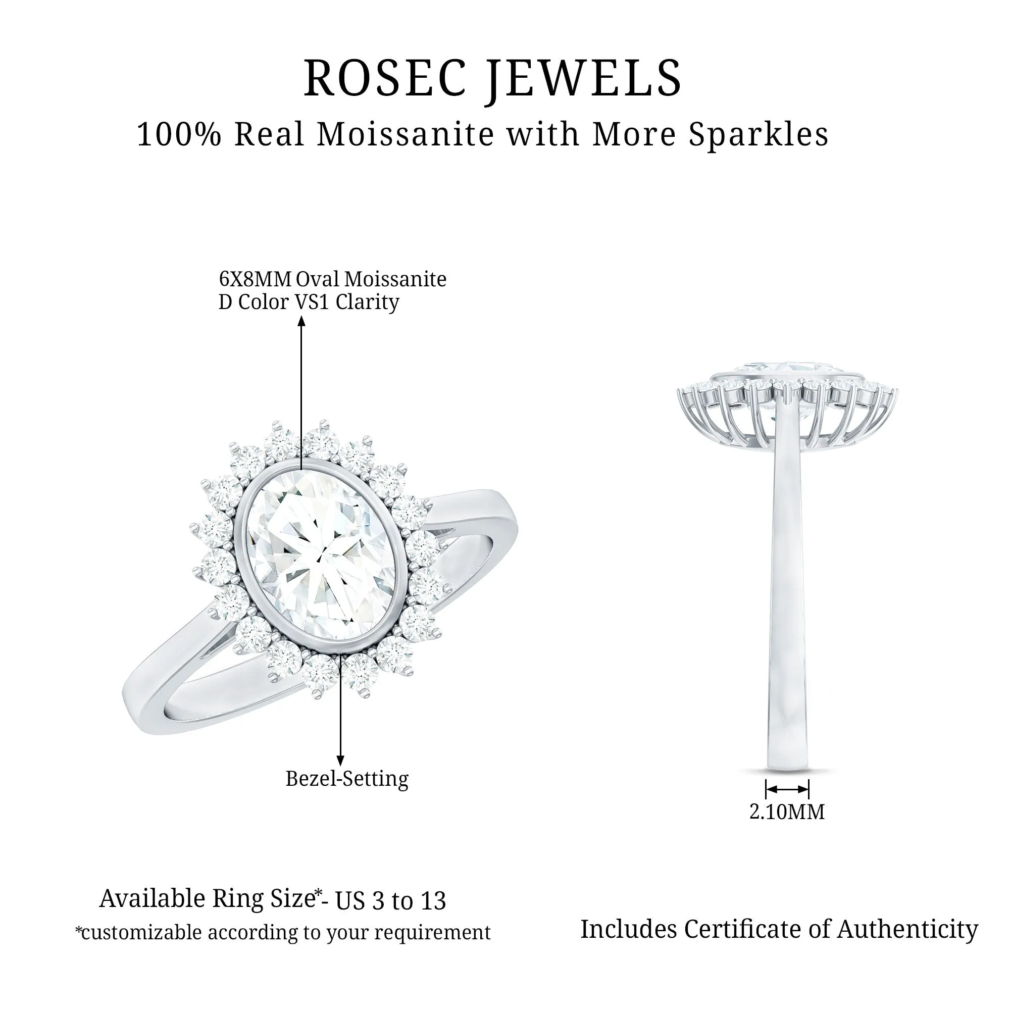 Halo Engagement Ring with Moissanite