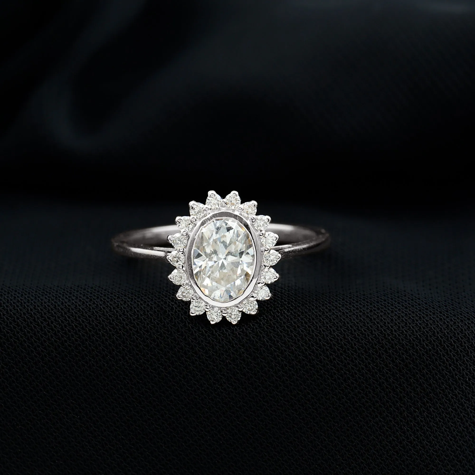 Halo Engagement Ring with Moissanite