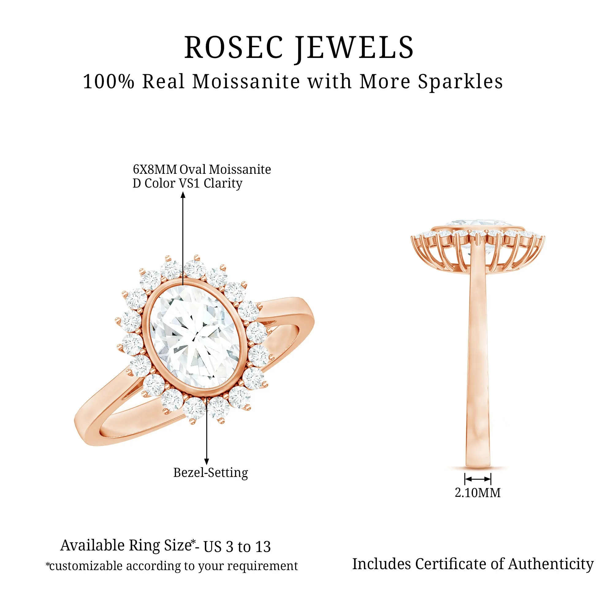 Halo Engagement Ring with Moissanite