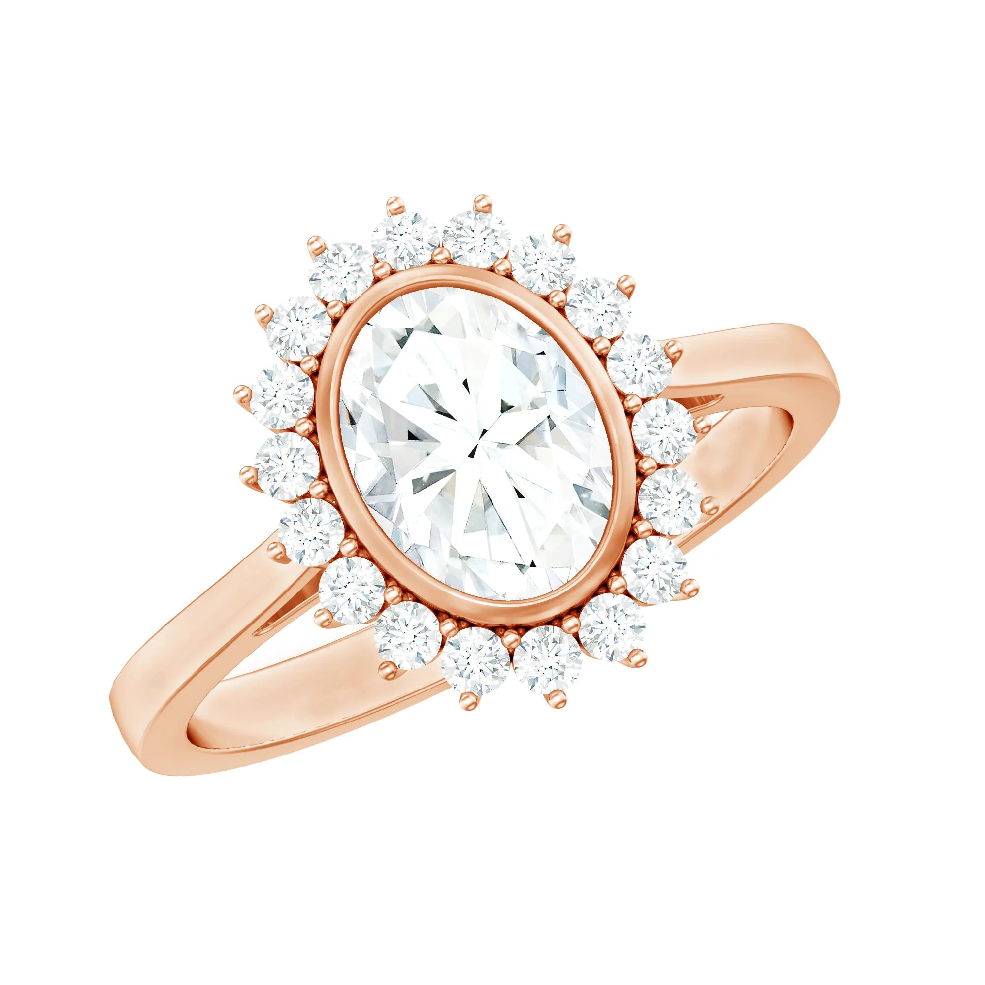 Halo Engagement Ring with Moissanite