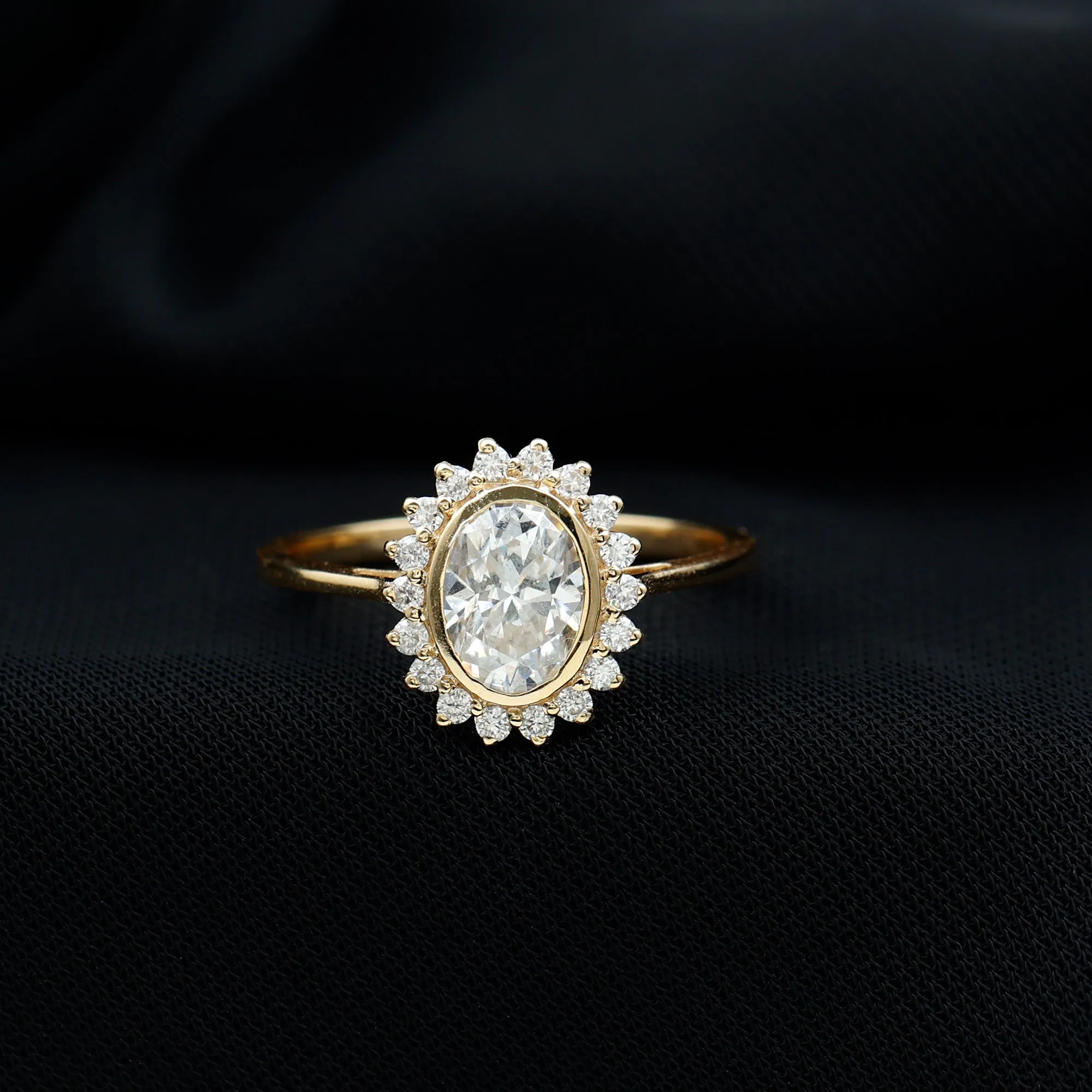 Halo Engagement Ring with Moissanite