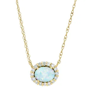 Halo Opal and Diamond Necklace