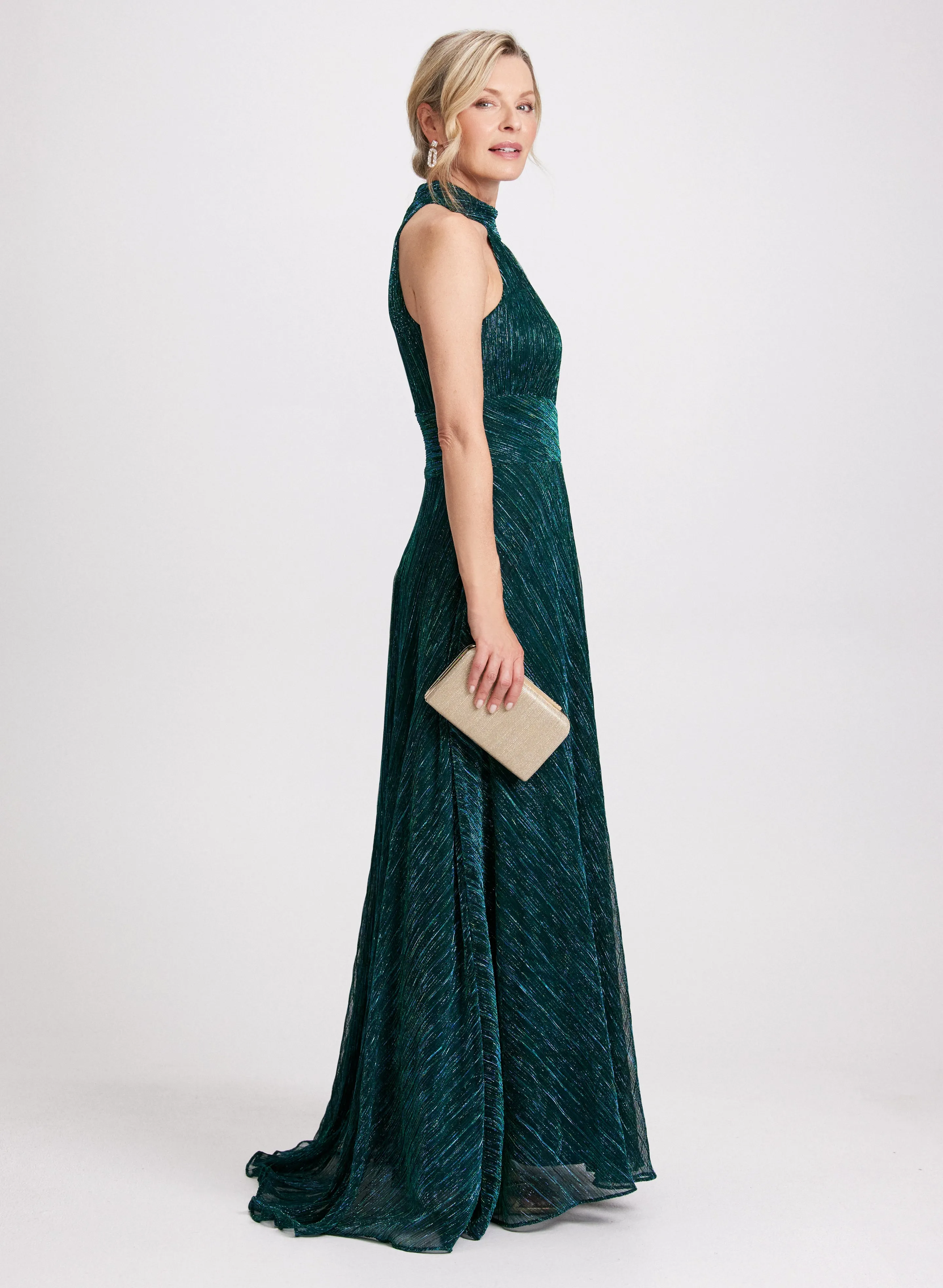 Halter Neck Foil Detail Dress