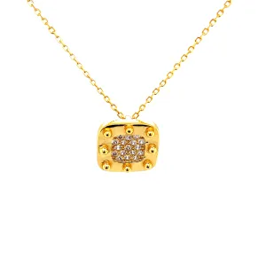Hammered Style Square Pendant Necklace