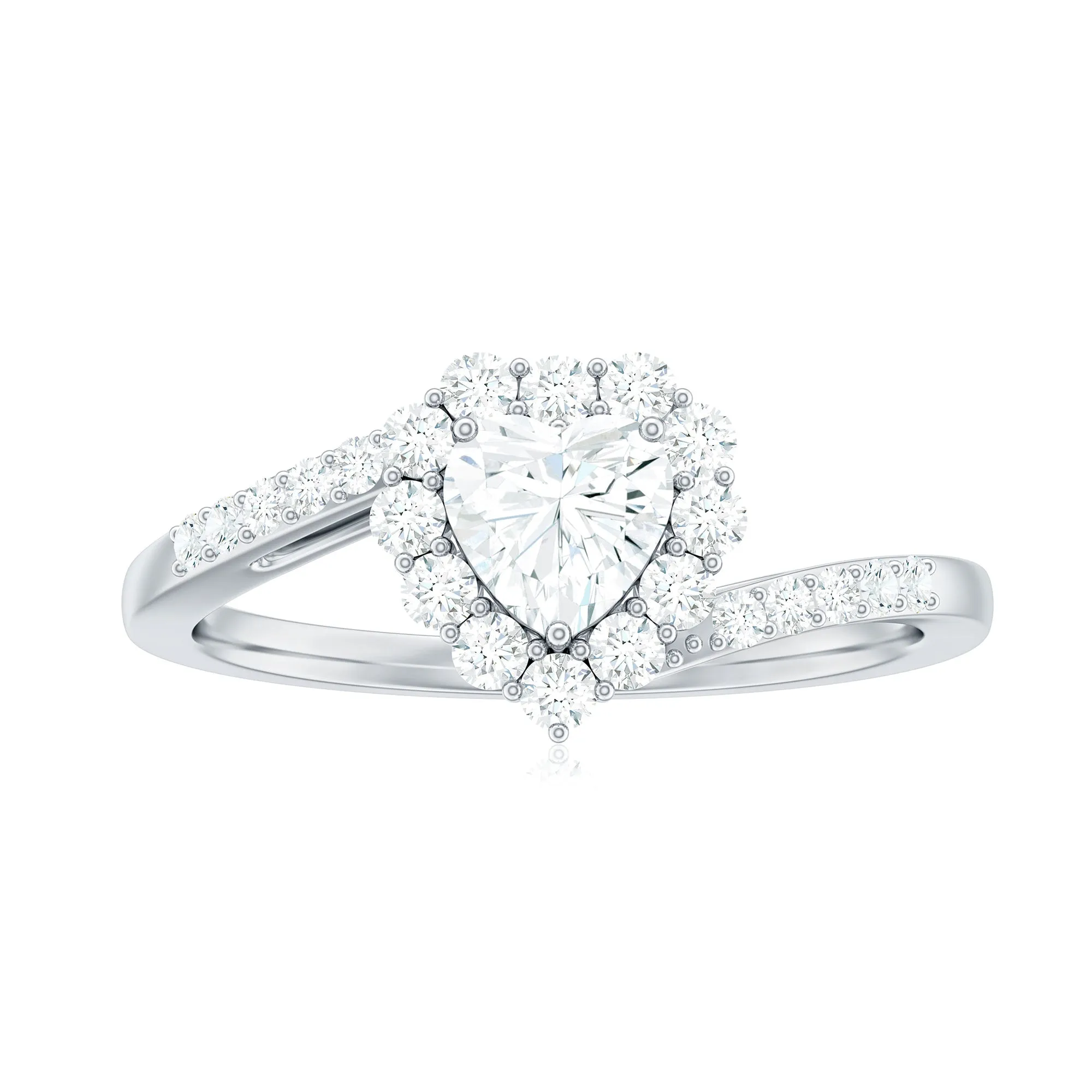 Heart Shape Moissanite Bypass Engagement Ring in Gold