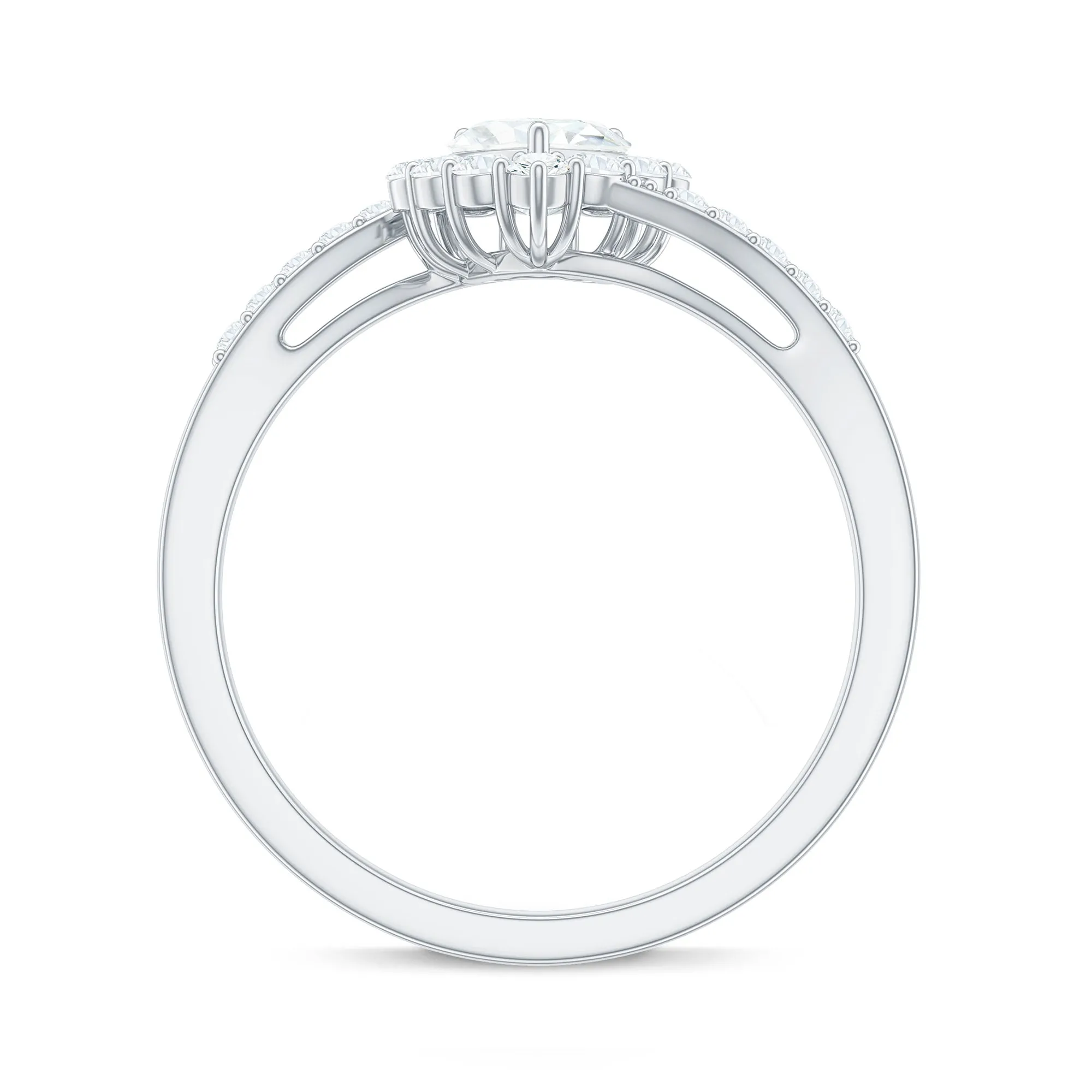 Heart Shape Moissanite Bypass Engagement Ring in Gold