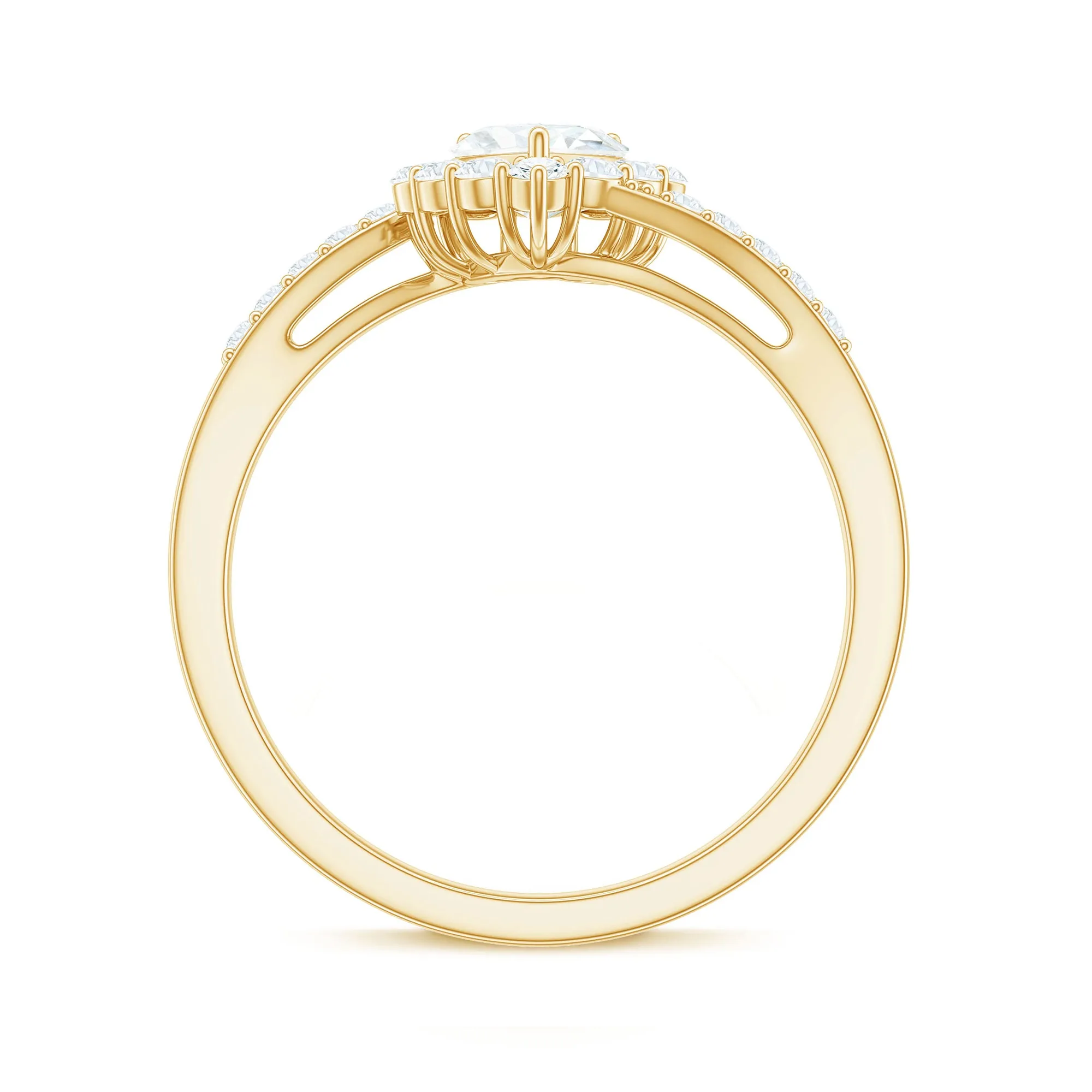 Heart Shape Moissanite Bypass Engagement Ring in Gold
