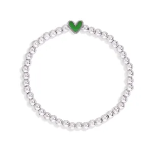 Heart Stretch Bracelet In Green
