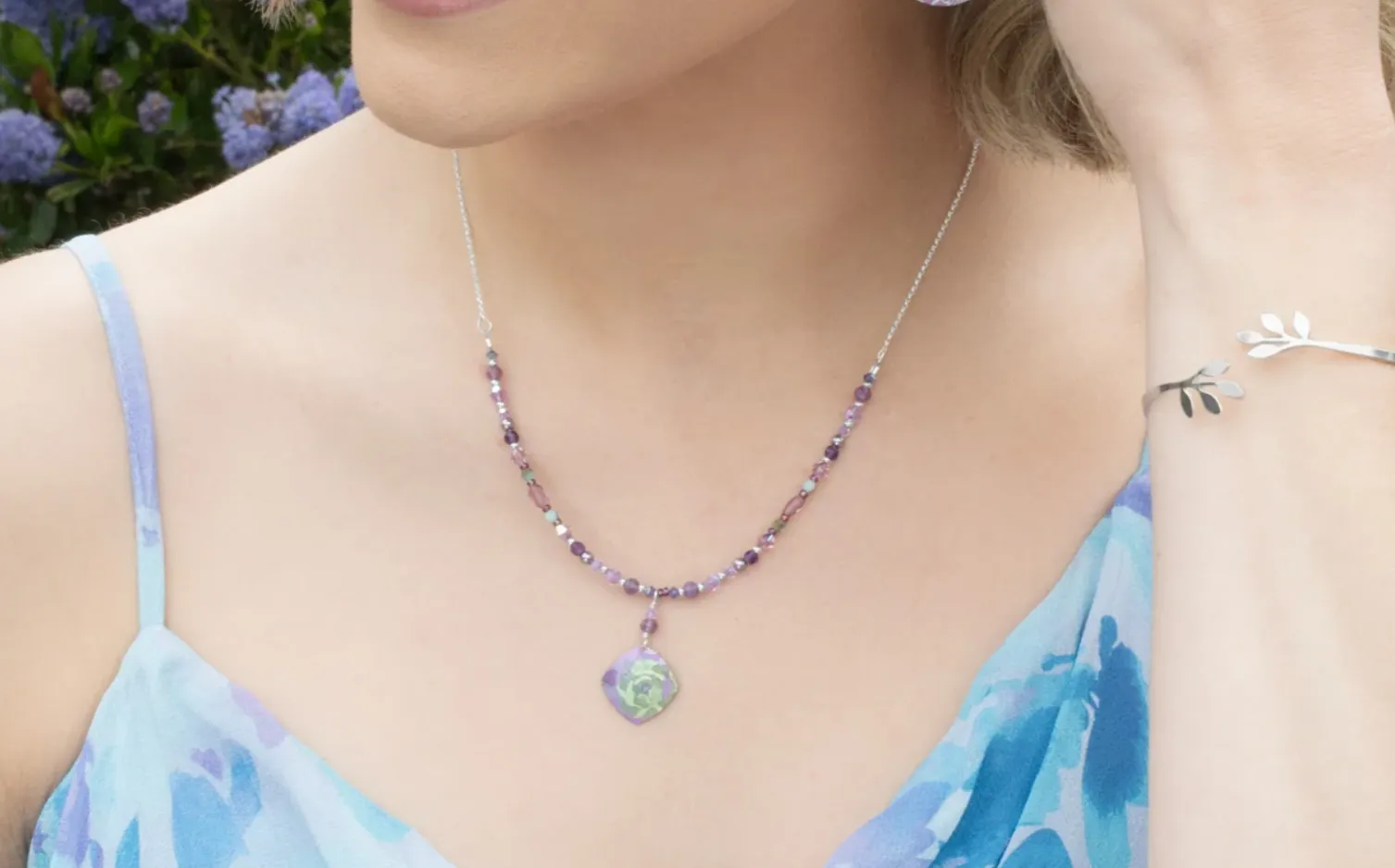 Holly Yashi Elena Beaded Necklace - Violet