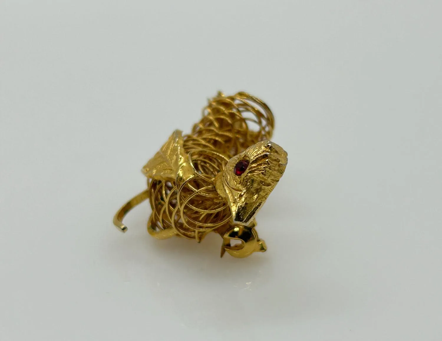 Ingenious Vintage Wire Bird Brooch with Red Eye