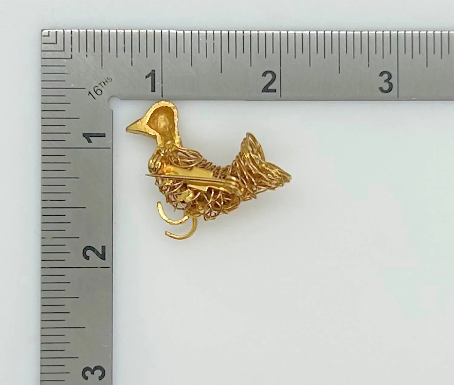 Ingenious Vintage Wire Bird Brooch with Red Eye