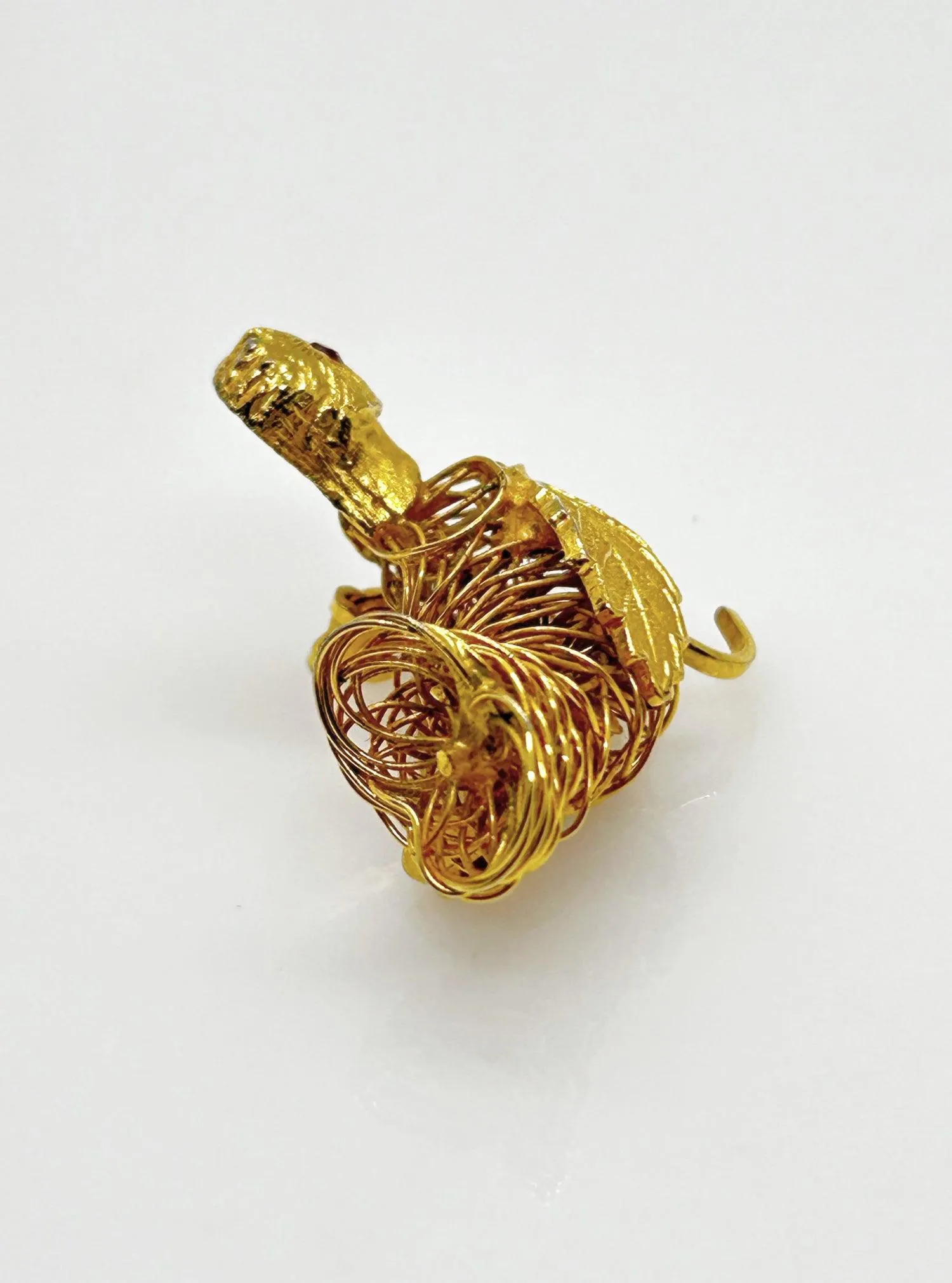 Ingenious Vintage Wire Bird Brooch with Red Eye