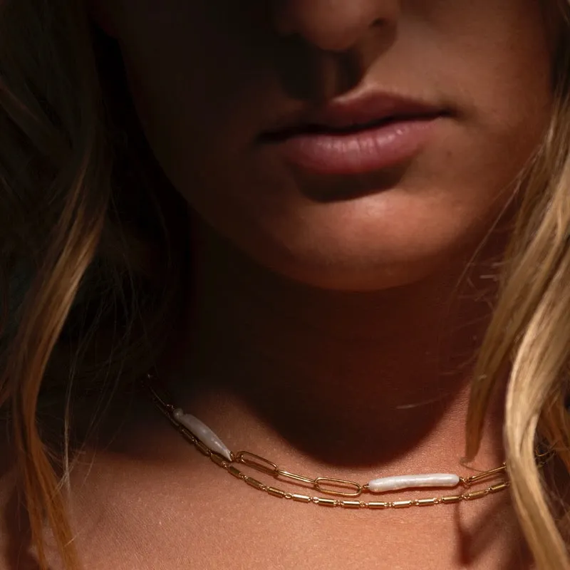 Ios Necklace, Biwa Pearl, Gold