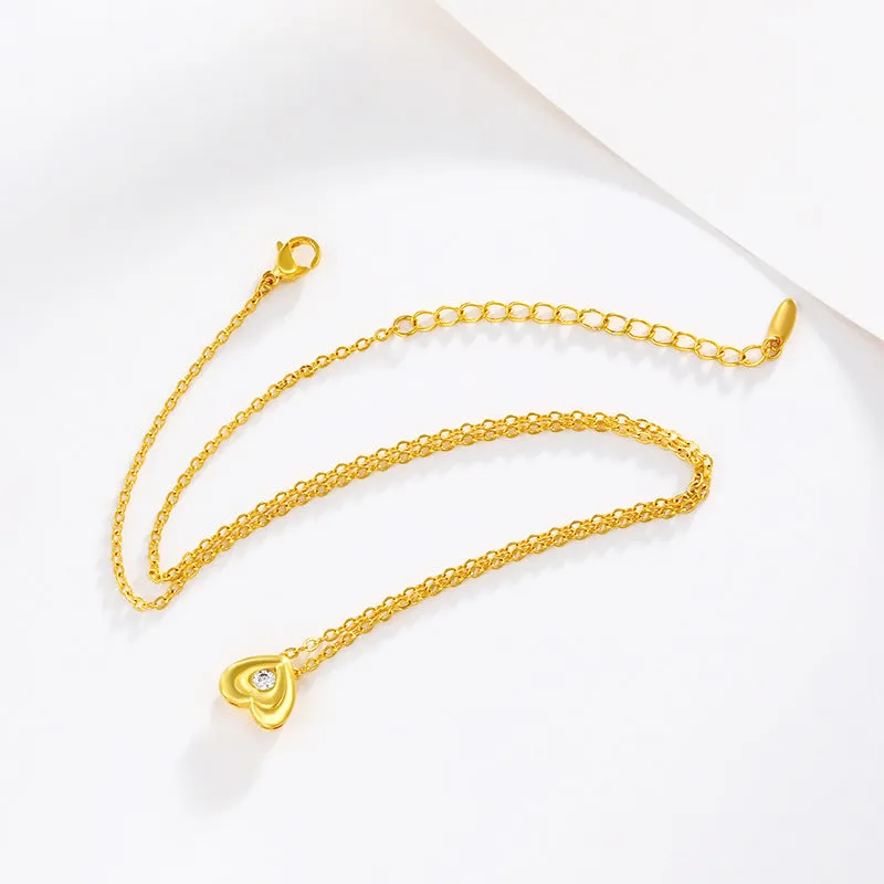Jewelry hollow diamond love necklace jewelry women's European and American fashion niche chain necklace