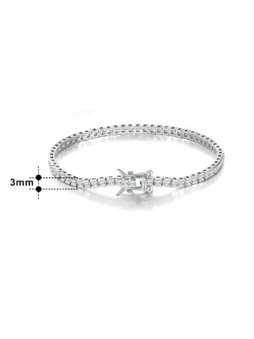 KESLEY Tennis Bracelet, .925 Sterling Silver Diamond CZ Luxury Waterproof Hypoallergenic Unisex Bracelet
