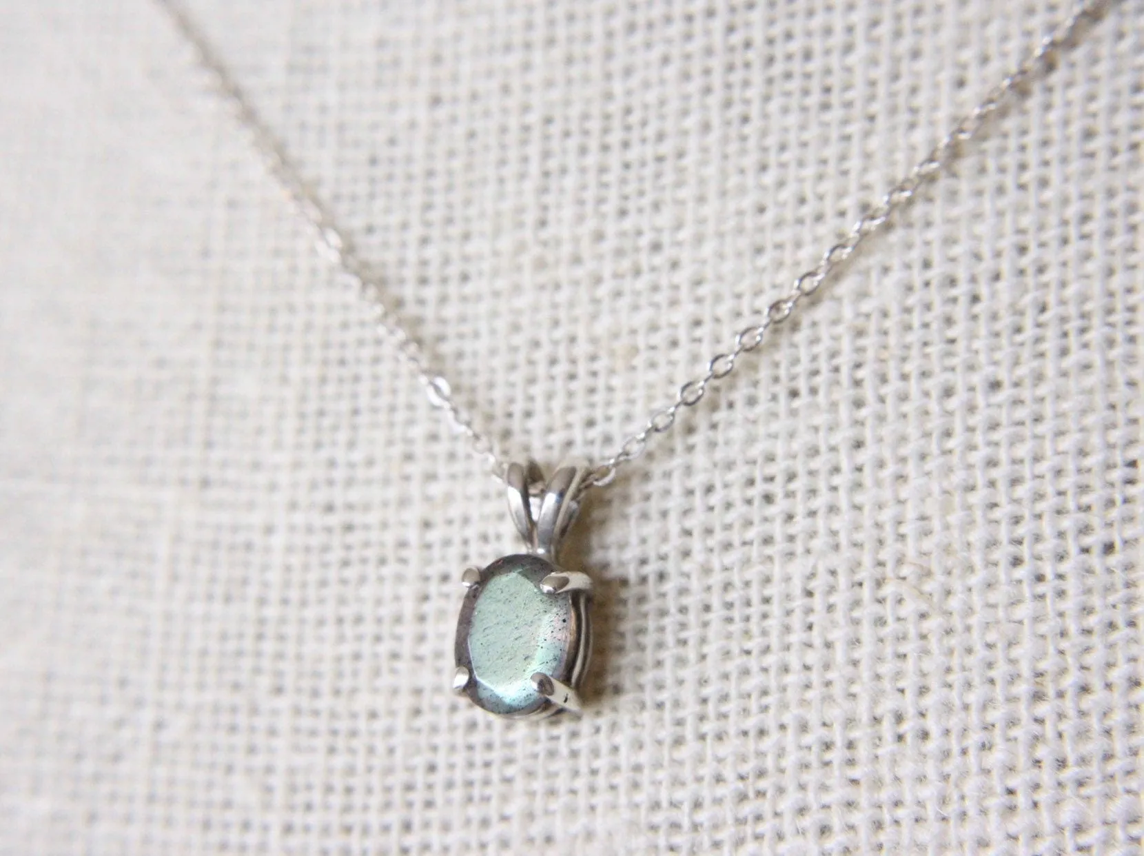 Labradorite Necklace, 7x5 Oval