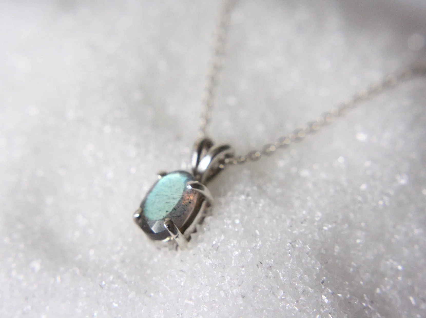 Labradorite Necklace, 7x5 Oval