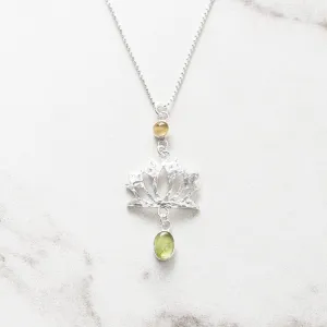 Lakshmi Citrine and Peridot Lotus Pendant