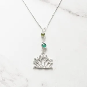 Lakshmi Peridot and Green Onyx Lotus Pendant