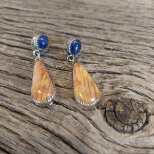 Lapis & Spiny Oyster Earrings