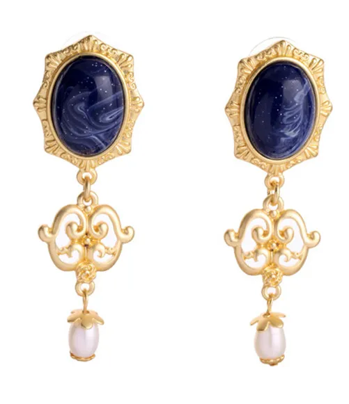 Lapis and Pearl Baroque Earrings