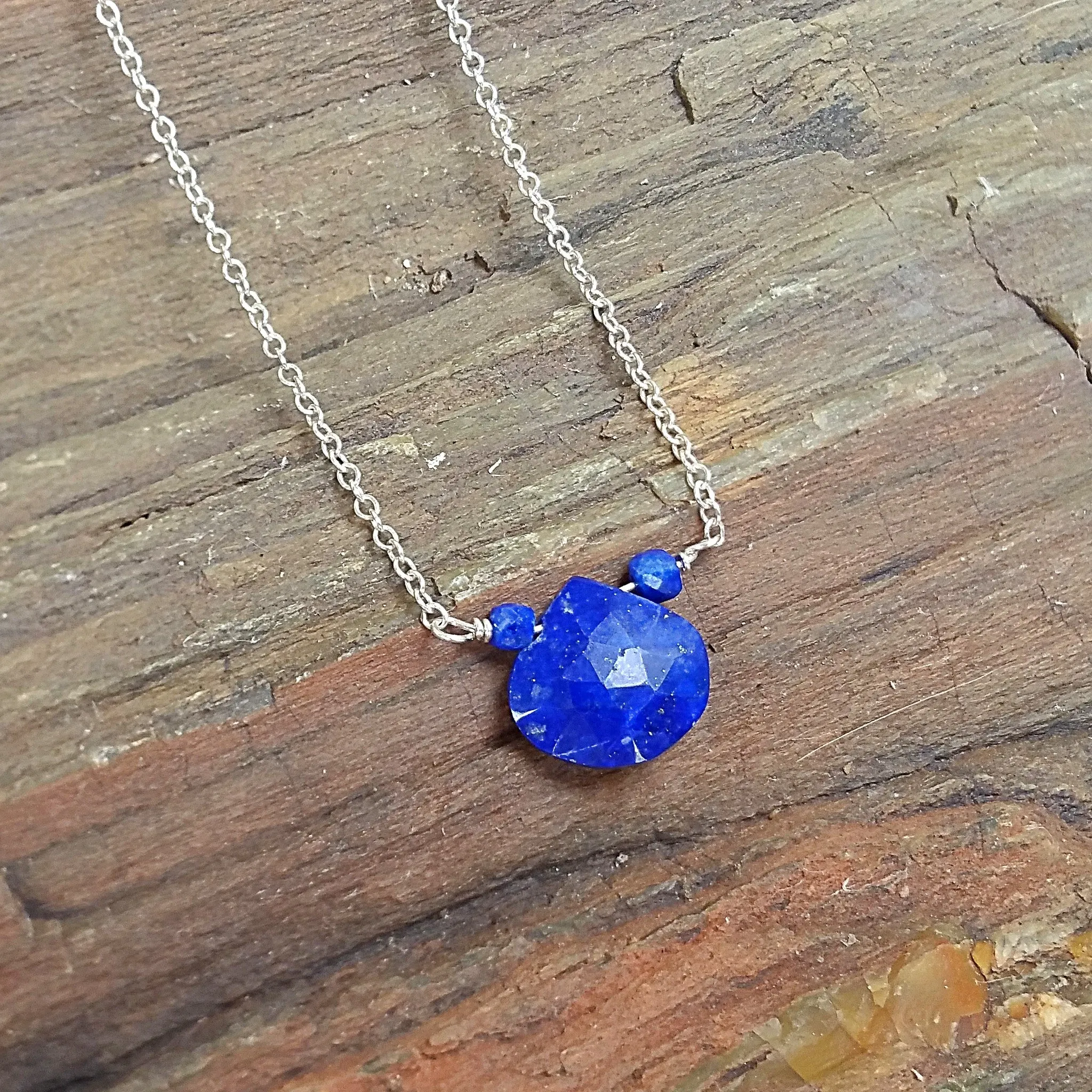 Lapis Drop Pendant Necklace - Rubarb Jewelry