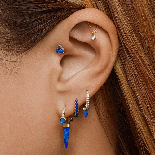 Lapis Eternity Hoop Earring by Maria Tash in White Gold