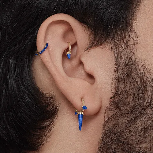 Lapis Eternity Hoop Earring by Maria Tash in White Gold