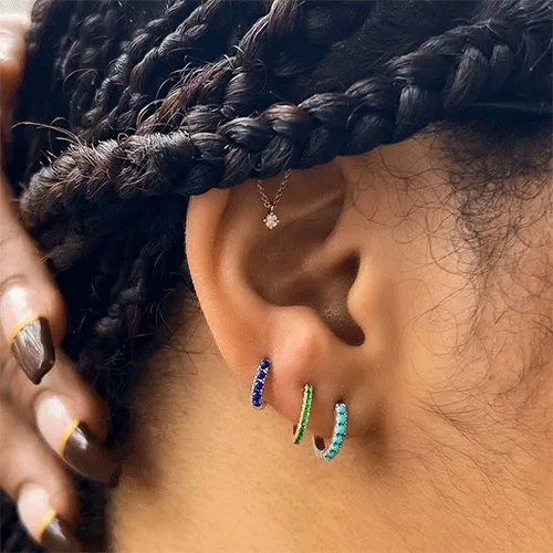 Lapis Eternity Hoop Earring by Maria Tash in White Gold