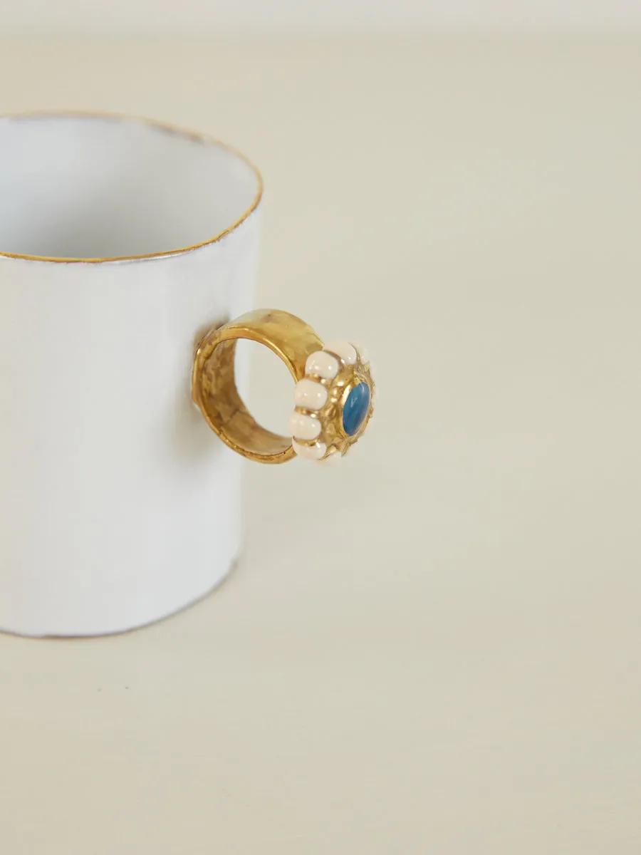 Lapis Lazuli and Pearls Ring Cup