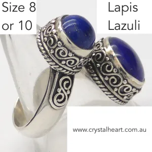 Lapis Lazuli Ring ~ 2 stone Celtic, 925 Silver G6