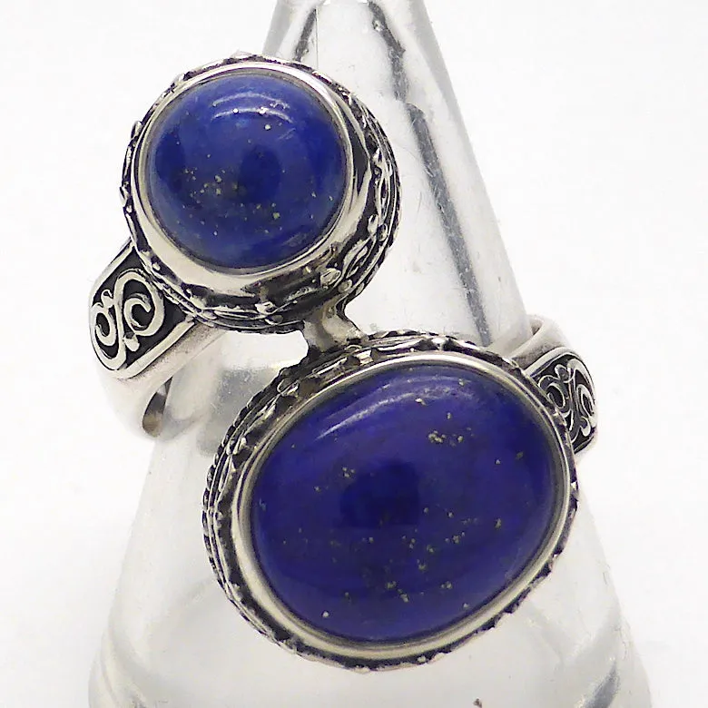 Lapis Lazuli Ring ~ 2 stone Celtic, 925 Silver G6