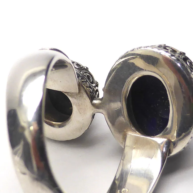 Lapis Lazuli Ring ~ 2 stone Celtic, 925 Silver G6