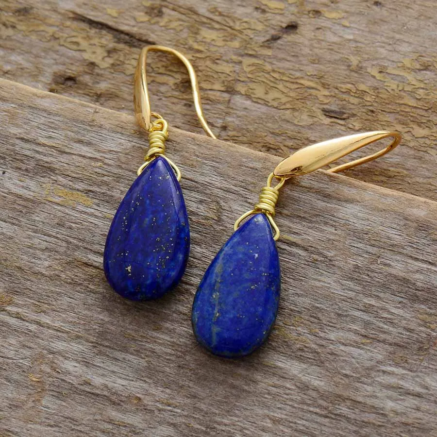 Lapis Lazuli Water Drop Earrings -