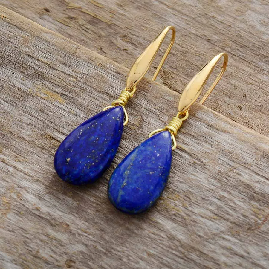 Lapis Lazuli Water Drop Earrings -