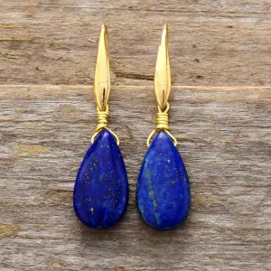 Lapis Lazuli Water Drop Earrings -